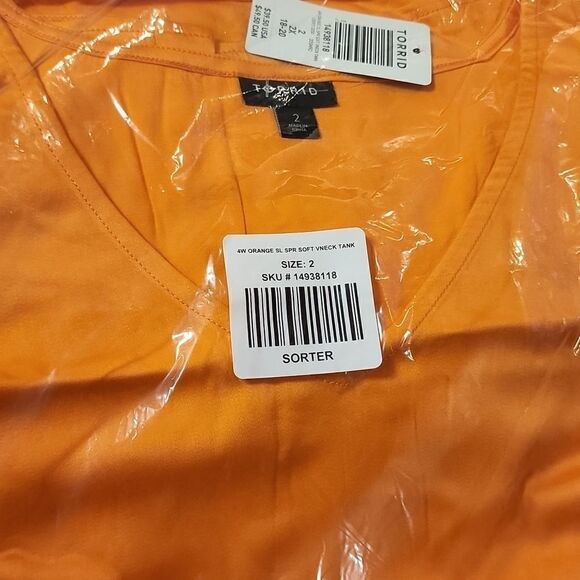 Torrid V-neck tank soft stretch challis orange size 2 - Picture 6 of 6